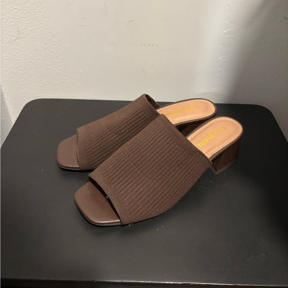 Brown Stretch Mules with Block Heel *lookalike** Everlane